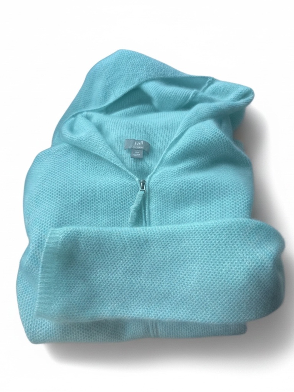 J. Jill Cashmere Zip-Front Hooded Sweater in Mint Color XS/S